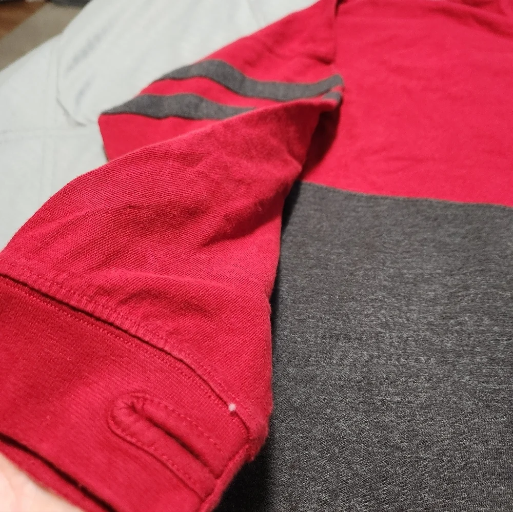 Razorbacks Long Sleeve Shirt Red Large Oversize Thumb Holes Glitter